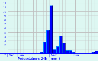 Graphique des précipitations prvues pour Bhorlguy