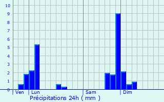 Graphique des précipitations prvues pour Neuvglise