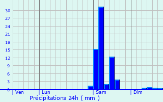 Graphique des précipitations prvues pour Saint-Girons