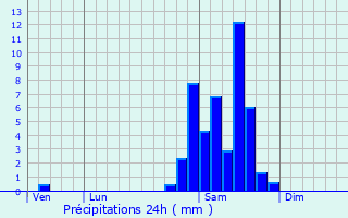 Graphique des précipitations prvues pour Gomer