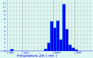 Graphique des précipitations prvues pour Meillon