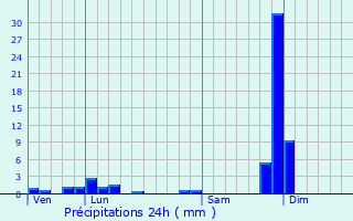 Graphique des précipitations prvues pour Cellieu