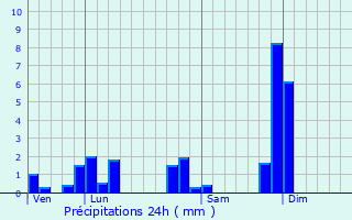 Graphique des précipitations prvues pour Brussieu