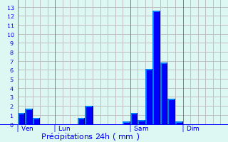 Graphique des précipitations prvues pour Vignonet