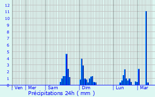 Graphique des précipitations prvues pour Illartein