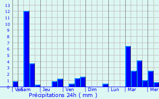 Graphique des précipitations prvues pour Hoscheid
