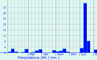 Graphique des précipitations prvues pour Saint-Martin-la-Manne