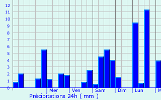 Graphique des précipitations prvues pour Angles-sur-l