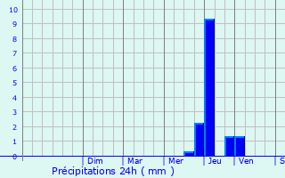 Graphique des précipitations prvues pour Druy-Parigny