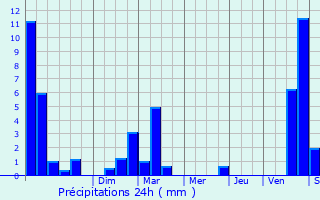 Graphique des précipitations prvues pour Saulnot