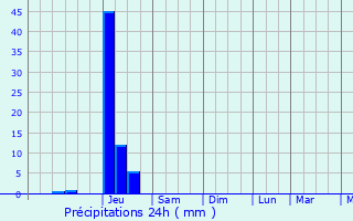 Graphique des précipitations prvues pour Bourg-de-Visa