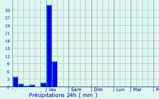 Graphique des précipitations prvues pour Gout-Rossignol