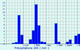 Graphique des précipitations prvues pour Zrich (Kreis 7)