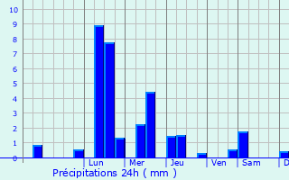 Graphique des précipitations prvues pour Panet