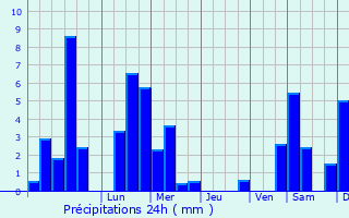 Graphique des précipitations prvues pour Maasbracht