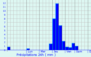 Graphique des précipitations prvues pour Audincourt