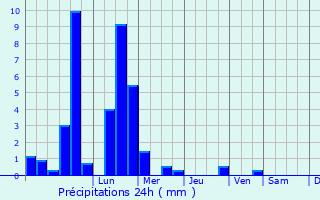 Graphique des précipitations prvues pour Bennebroek