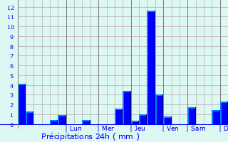 Graphique des précipitations prvues pour Saint-Aubin-Chteau-Neuf