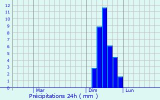 Graphique des précipitations prvues pour Ryotsu