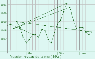 Graphe de la pression atmosphrique prvue pour Zimnicea