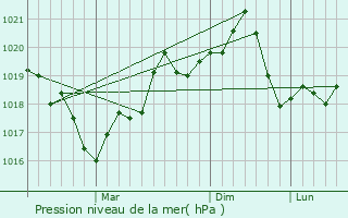 Graphe de la pression atmosphrique prvue pour Chitila