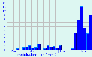 Graphique des précipitations prvues pour Ferrire-la-Grande