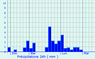 Graphique des précipitations prvues pour Fouger