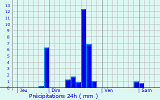 Graphique des précipitations prvues pour Labesserette