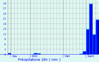 Graphique des précipitations prvues pour Montastruc