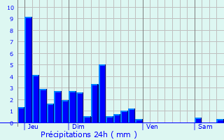 Graphique des précipitations prvues pour Port-Lesney