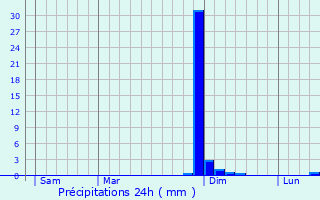 Graphique des précipitations prvues pour Gruyres