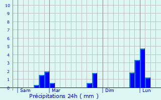 Graphique des précipitations prvues pour Plmet