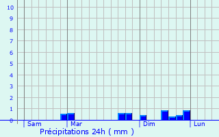 Graphique des précipitations prvues pour Reppe