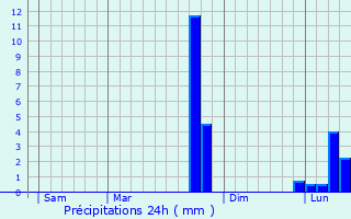 Graphique des précipitations prvues pour pineuil-le-Fleuriel