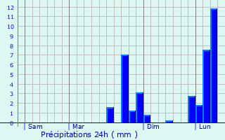 Graphique des précipitations prvues pour Rman