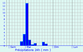 Graphique des précipitations prvues pour Bouligney