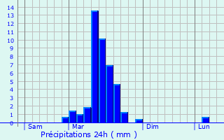 Graphique des précipitations prvues pour Castelnau-d