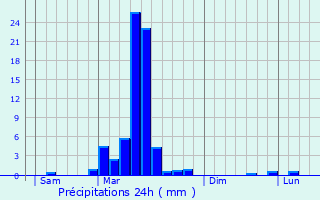 Graphique des précipitations prvues pour Btous