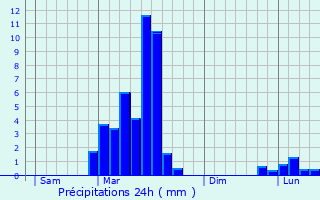 Graphique des précipitations prvues pour Benque-Dessous-et-Dessus