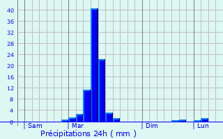 Graphique des précipitations prvues pour Carrre