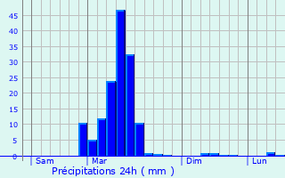 Graphique des précipitations prvues pour Juranon