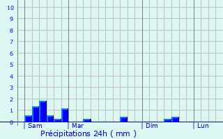 Graphique des précipitations prvues pour Berg-sur-Syre