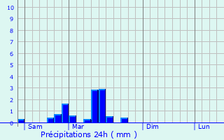 Graphique des précipitations prvues pour Savigny-en-Terre-Plaine