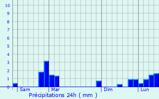 Graphique des précipitations prvues pour Brzins