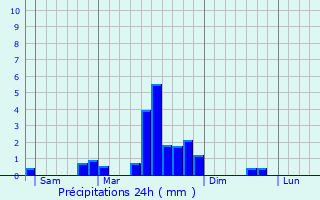 Graphique des précipitations prvues pour Ruhans