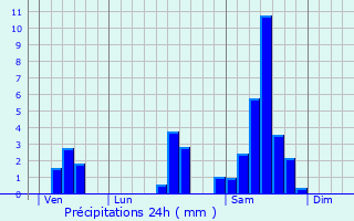 Graphique des précipitations prvues pour Riocaud