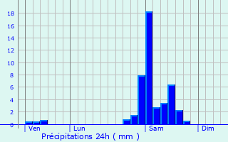Graphique des précipitations prvues pour Saint-Just-Ibarre