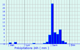 Graphique des précipitations prvues pour Lagor