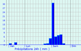 Graphique des précipitations prvues pour Arancou