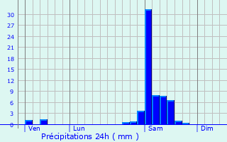 Graphique des précipitations prvues pour Ossages